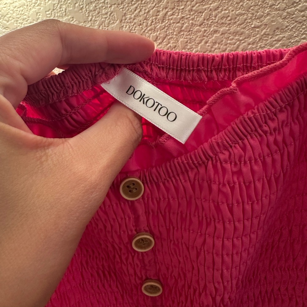 Dokotoo Pink Smocked Top